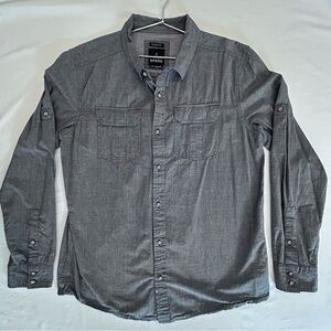 prAna Slim Fit Shirt Mens XL Gray Button Up Long Sleeve Outdoor